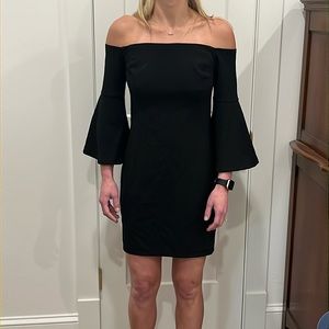 Cynthia steffe off the shoulder black mini dress
